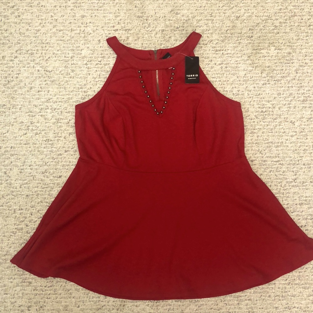 Red Halter Peplum Top from Torrid